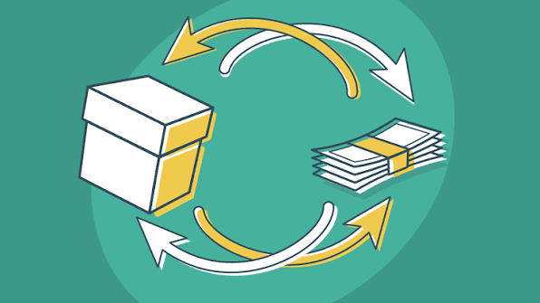 Illustration of money being returned, representing municipal credit refunds